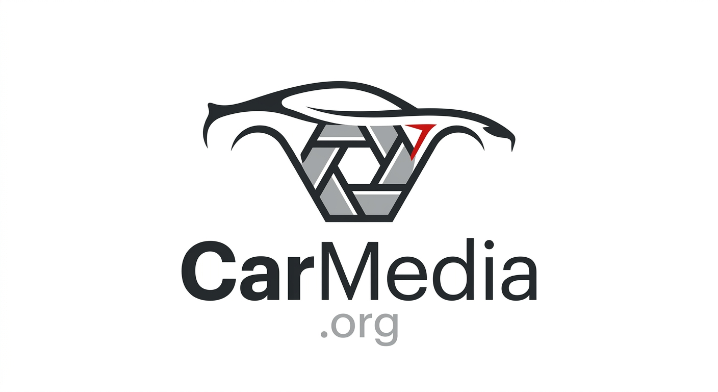 CarMedia.org logo: sports-car silhouette wrapped around a camera aperture