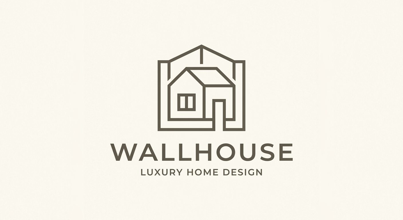 WallHouse mark: single-line house within house on ivory